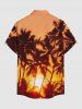 Coconut Tree Sun Print Buttons Pocket Hawaii Shirt For Men -  
