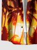 Plus Size Coconut Tree Sun Print Buttons Pocket Hawaii Shirt For Men -  