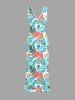 Hibiscus Flowers Tropical Leaf Print Hawaii Ruffles Split Surplice Dress -  