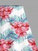 Jupe hawaïenne fendue à imprimé de feuilles tropicales et fleurs d'hibiscus grande taille - Rose Vif XS