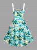 Plus Size Oil Painting Coconut Tree Print Hawaii Tank Dress -  