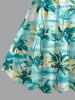 Plus Size Oil Painting Coconut Tree Print Hawaii Tank Dress -  