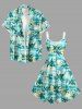 Robe débardeur hawaïenne grande taille à imprimé cocotier et peinture à l'huile - Turquoise 2X