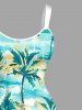 Robe débardeur hawaïenne grande taille à imprimé cocotier et peinture à l'huile - Turquoise 2X