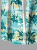 Chemise hawaïenne grande taille pour homme, imprimée cocotiers, boutons et poche, style peinture à l'huile. - Vert M