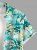 Chemise hawaïenne grande taille pour homme, imprimée cocotiers, boutons et poche, style peinture à l'huile. - Vert M