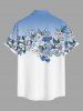 Plus Size Flowers Leaf Ombre Colorblock Print Buttons Pocket Hawaii Shirt For Men -  
