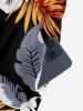 Combinaison hawaïenne à imprimé de feuilles tropicales, col en V et jambes larges - Noir L