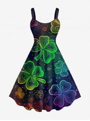 Robe trapèze grande taille à imprimé trèfle à quatre feuilles ombré pour la Saint-Patrick - Concorde 5X