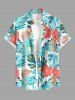 Ensemble de plage hawaïen assorti pour couples, imprimé feuilles tropicales et fleurs d'hibiscus, grandes tailles - Turquoise 