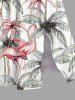 Ensemble de plage hawaïen assorti grande taille à imprimé flamant rose et cocotier pour couples - Blanc 