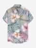 Chemise hawaïenne grande taille pour homme, à imprimé floral tropical et feuilles, boutons et poche. - Gris Foncé 3XL