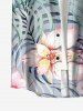 Chemise hawaïenne grande taille pour homme, à imprimé floral tropical et feuilles, boutons et poche. - Gris Foncé 3XL