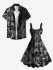 Masque grande taille Poisson Papillon Hippocampe Imprimé ethnique Robe débardeur hawaïenne - Noir XXS