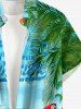 Chemise hawaïenne grande taille pour homme, à imprimé fleurs, cocotier, perroquet, guitare, paysage marin et hors-bord, boutons et poche. - Bleu Ciel 6XL