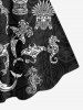 Masque grande taille Poisson Papillon Hippocampe Imprimé ethnique Robe débardeur hawaïenne - Noir 1X