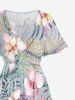 Robe midi hawaïenne fendue à imprimé floral tropical grande taille - Gris Foncé 6X