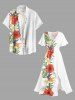 Robe midi trapèze grande taille à imprimé floral tropical et hibiscus, style hawaïen, avec poches fendues - Blanc XS