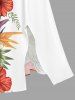 Robe midi trapèze grande taille à imprimé floral tropical et hibiscus, style hawaïen, avec poches fendues - Blanc XS