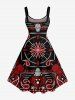 Skull Paisley Scarf Graphic Print A Line Dress -  