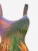 Tropical Leaf Hibiscus Flower Letter Print Hawaii A Line Dress -  