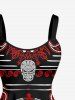 Skull Paisley Scarf Graphic Print A Line Dress -  