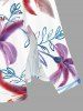 Robe midi trapèze grande taille à imprimé fleurs et feuilles hawaïennes avec poches fendues - Blanc 1X