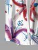 Plus Size Flower Leaf Branch Print Hawaii Button Pocket Shirt For Men - Blanc L