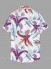 Chemise hawaïenne à imprimé floral, feuilles et branches, grande taille, avec poche boutonnée, pour hommes - Blanc 6XL