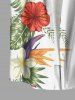 Chemise à poches boutons grande taille pour homme, imprimée de fleurs d'hibiscus et de feuilles tropicales, style hawaïen. - Blanc L