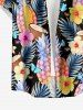 Chemise à boutons grande taille pour homme, imprimée hawaïenne, motif feuilles tropicales, hibiscus, ananas et noix de coco. - Multi 2XL