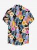 Chemise à boutons grande taille pour homme, imprimée hawaïenne, motif feuilles tropicales, hibiscus, ananas et noix de coco. - Multi 2XL