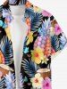 Chemise à boutons grande taille pour homme, imprimée hawaïenne, motif feuilles tropicales, hibiscus, ananas et noix de coco. - Multi 2XL