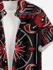 Skull Paisley Scarf Graphic Print Button Pocket Shirt For Men -  
