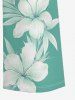 Hibiscus Flowers Leaf Print V Neck Hawaii Wide Leg Jumpsuit - Vert clair S