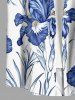 Iris Flower Leaf Print Buttons Pocket Hawaii Shirt For Men -  