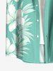 Hibiscus Flowers Leaf Print Buttons Pocket Hawaii Shirt For Men -  