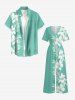 Hibiscus Flowers Leaf Print Buttons Pocket Hawaii Shirt For Men -  