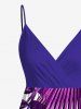 Robe cache-cœur hawaïenne à imprimé de fleurs d'hibiscus et de feuilles tropicales, grande taille - Violacé rouge 2X