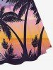 Robe hawaïenne grande taille à imprimé ombré cocotier, nuage et soleil, cintrée - Pourpre  XXS
