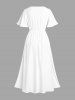 Robe mi-longue hawaïenne fendue à imprimé hibiscus grandes tailles - Blanc L