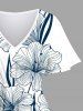 Robe mi-longue hawaïenne fendue à imprimé hibiscus grandes tailles - Blanc L