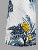 Combinaison hawaïenne à imprimé floral tropical et feuilles, col en V et jambes larges - Bleu profond XL