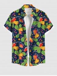 Chemise à poches boutonnées à imprimé feuilles de cajou grandes tailles pour homme - Noir 3XL