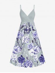 Robe débardeur trapèze à imprimé floral hawaïen grande taille - Bleu Marine XS