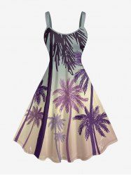 Coconut Tree Ombre Print Hawaii Tank Dress - café lumière M