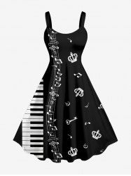 Piano Music Symbol Print Hawaii A Line Dress - Noir XS