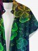 St. Patrick's Day Ombre Four Leaf Clover Print Plus Size Matching Outfit For Couples -  
