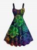 St. Patrick's Day Ombre Four Leaf Clover Print Plus Size Matching Outfit For Couples -  