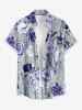 Ensemble de plage hawaïen assorti grande taille à imprimé floral pour couples - Bleu Marine 